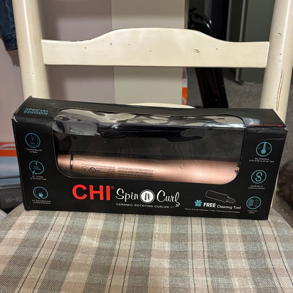 CHI Spin N Curl Ceramic Rotating Curler - Rose Gold NIB Special Edition